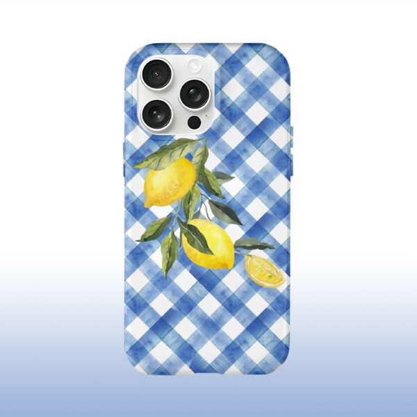 Lemon Blue Square Pattern Phone Case